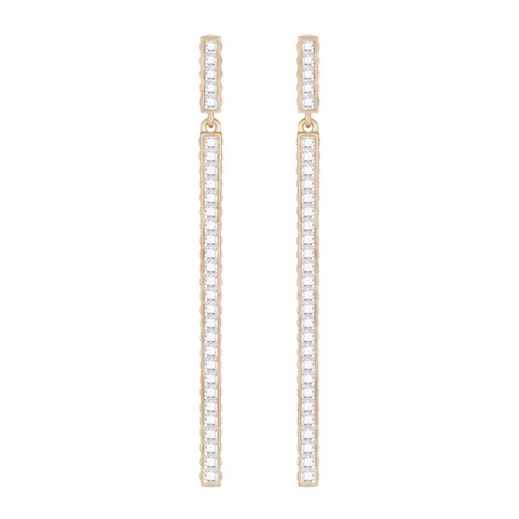 Swarovski Game Pave Crystal & Rose Gold Long Earrings New 5007755 MSRP $145 - Picture 6 of 10